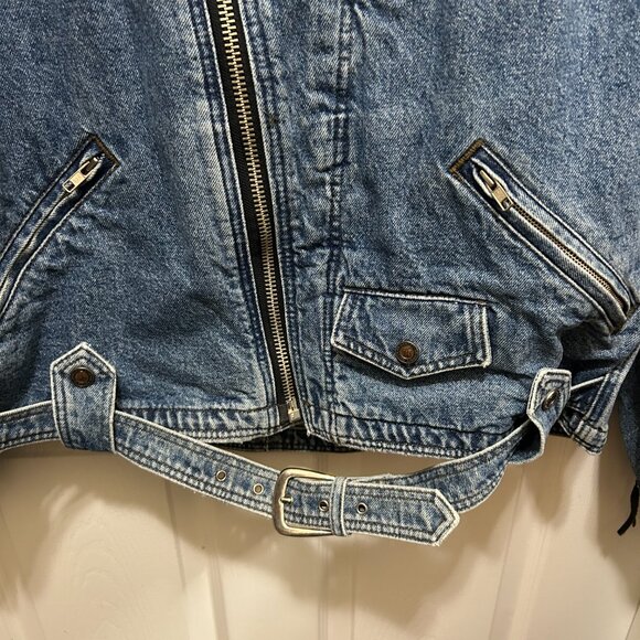 Men's Made in USA; Harley Davidson “Biker Blues” Jean Bomber Jacket- Size 2 XL - Picture 9 of 16